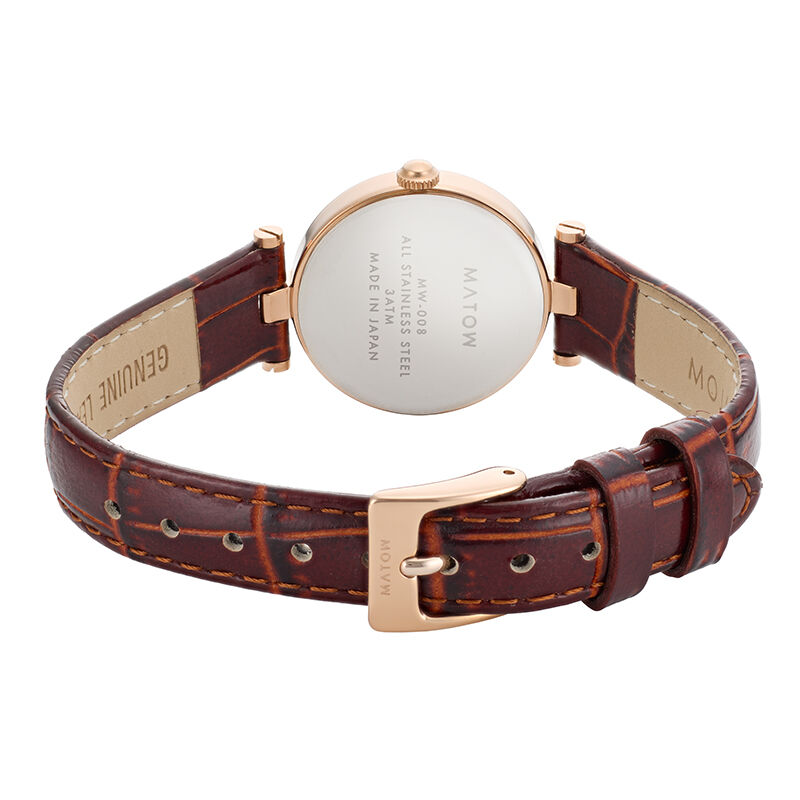 MATOW「〈MATOW (マトウ)〉ｱｳﾗ ﾗｳﾝﾄﾞﾛｰｽﾞｺﾞｰﾙﾄﾞ ﾌﾞﾗｳﾝﾚｻﾞｰ」|腕時計|