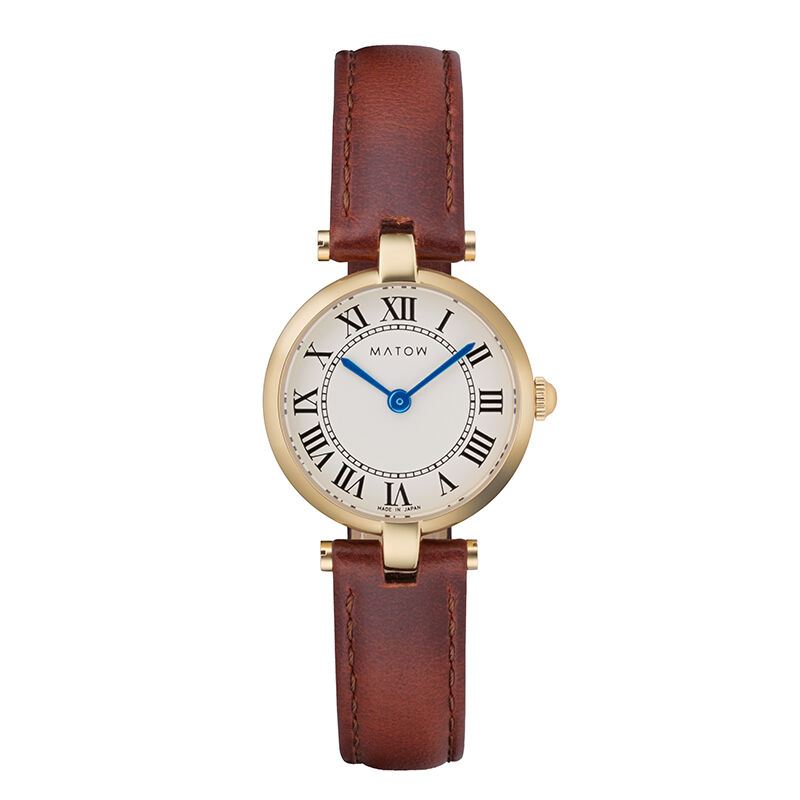 MATOW「〈MATOW (マトウ)〉ｱｳﾗ ﾗｳﾝﾄﾞｲｴﾛｰｺﾞｰﾙﾄﾞ ﾌﾞﾗｳﾝﾚｻﾞｰ」|腕時計|YELLOW GOLD