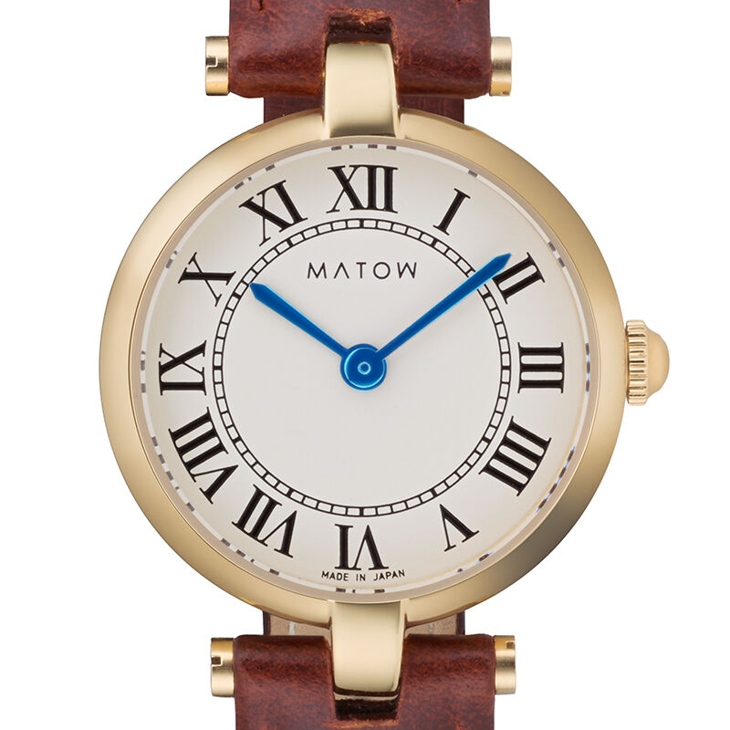MATOW「〈MATOW (マトウ)〉ｱｳﾗ ﾗｳﾝﾄﾞｲｴﾛｰｺﾞｰﾙﾄﾞ ﾌﾞﾗｳﾝﾚｻﾞｰ」|腕時計|