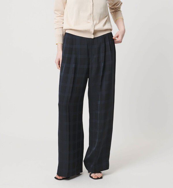 UNITED ARROWS「チェック 2タック ワイドパンツ ‐ウォッシャブル‐」|スラックス|