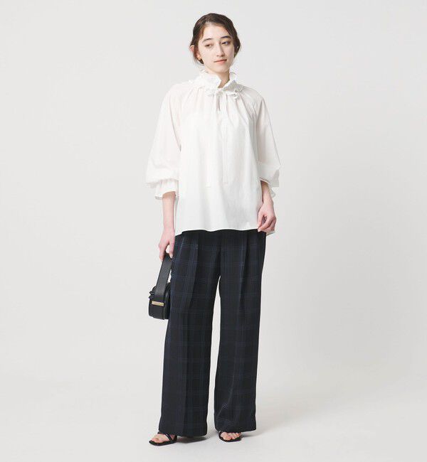 UNITED ARROWS「チェック 2タック ワイドパンツ ‐ウォッシャブル‐」|スラックス|