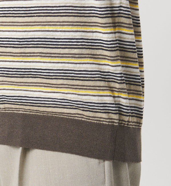 UNITED ARROWS「リネンコットン マルチボーダー ニット Tシャツ」|Tシャツ・カットソー|