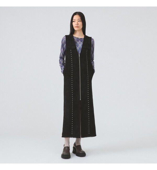Ray BEAMS 「ツイード スタッズ ノースリーブ ワンピース」|ワンピース|