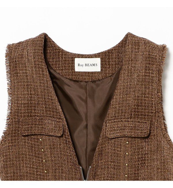 Ray BEAMS 「ツイード スタッズ ノースリーブ ワンピース」|ワンピース|