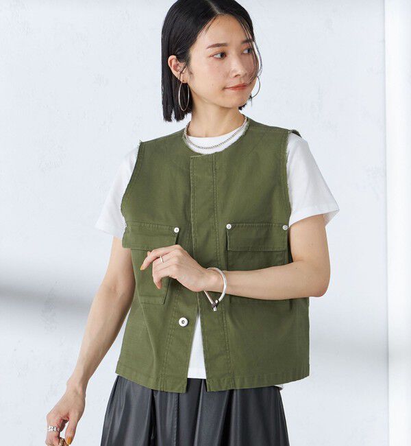 SHIPS for women「〈手洗い可能〉ミリタリー ショート ジレ」|ベスト・ジレ|