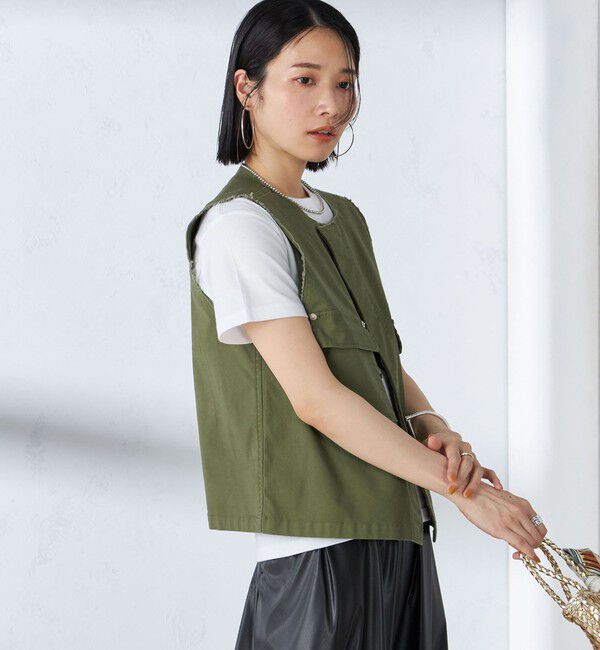 SHIPS for women「〈手洗い可能〉ミリタリー ショート ジレ」|ベスト・ジレ|