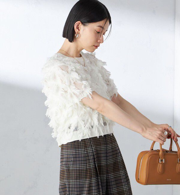 SHIPS for women「〈手洗い可能〉シアー フリンジ ジャカード プルオーバー」|ニット・セーター|