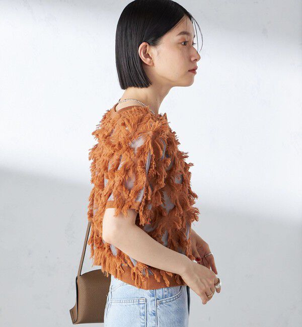 SHIPS for women「〈手洗い可能〉シアー フリンジ ジャカード プルオーバー」|ニット・セーター|