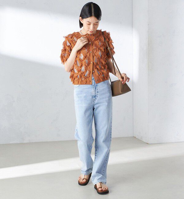 SHIPS for women「〈手洗い可能〉シアー フリンジ ジャカード プルオーバー」|ニット・セーター|