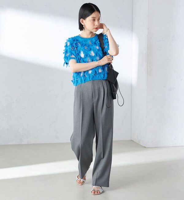 SHIPS for women「〈手洗い可能〉シアー フリンジ ジャカード プルオーバー」|ニット・セーター|