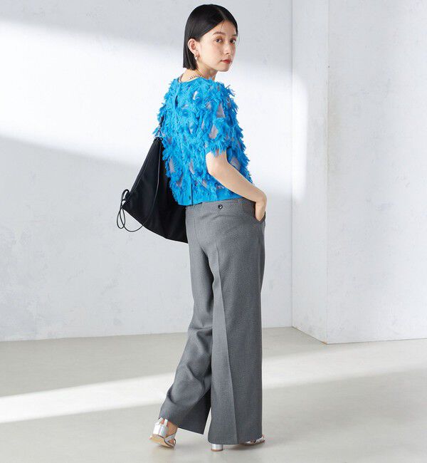 SHIPS for women「〈手洗い可能〉シアー フリンジ ジャカード プルオーバー」|ニット・セーター|