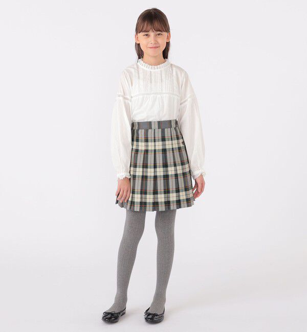 SHIPS KIDS「SHIPS KIDS:140～150cm / レース ピンタック 長袖 ブラウス」|シャツ・ブラウス|