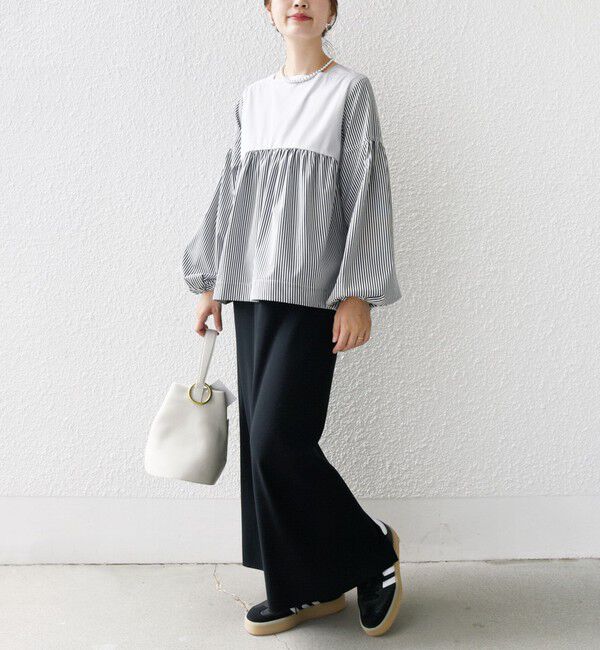 SHIPS for women「【WEB限定】〈手洗い可能〉前後 2WAY リボン デザイン ストライプ ブラウス」|シャツ・ブラウス|