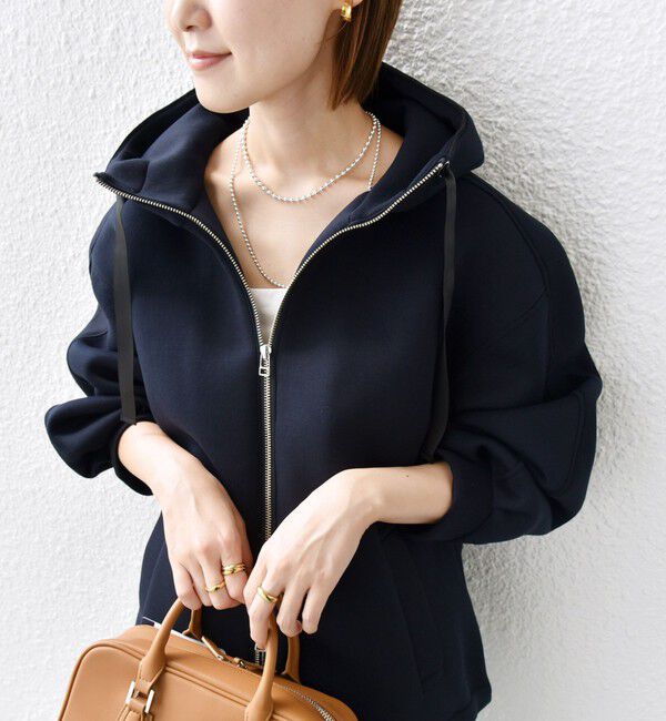 SHIPS for women「【WEB限定】〈手洗い可能〉ダンボール ダブルジップ フーディー 1」|パーカー|ネイビー