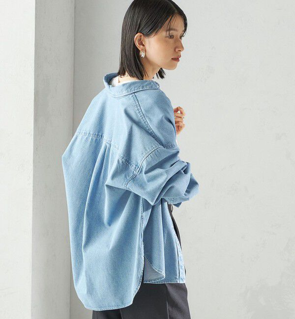 SHIPS for women「〈洗濯機可能〉デニム 刺繍 オーバー シャツ」|シャツ・ブラウス|