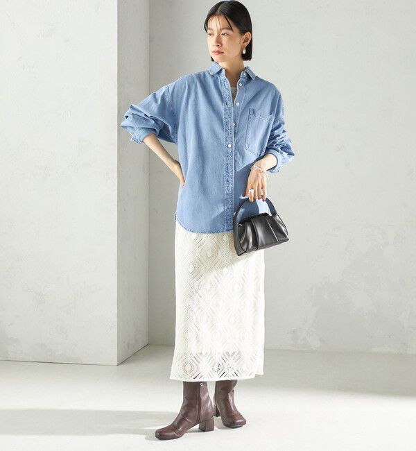 SHIPS for women「〈洗濯機可能〉デニム 刺繍 オーバー シャツ」|シャツ・ブラウス|