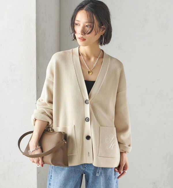 SHIPS for women「〈手洗い可能〉ワンポイント 刺繍 Vネック カーディガン」|カーディガン|