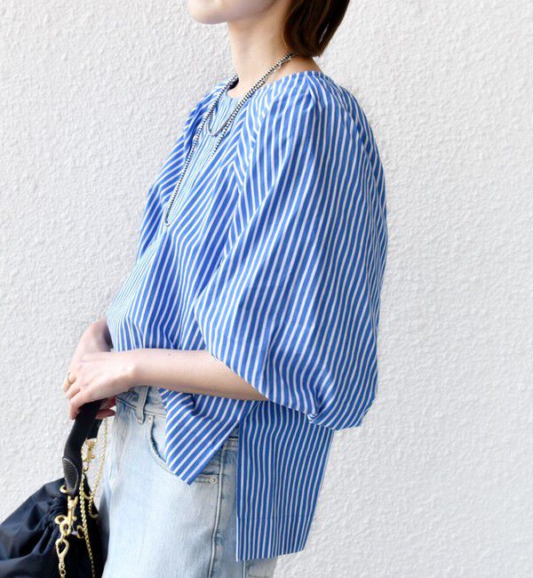 SHIPS for women「〈手洗い可能〉ストライプ バルーン ブラウス」|シャツ・ブラウス|