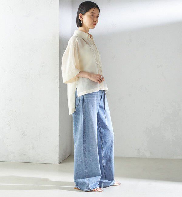 SHIPS for women「〈手洗い可能〉麻調 メッシュ 半袖 ビッグ シャツ」|シャツ・ブラウス|