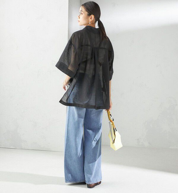 SHIPS for women「〈手洗い可能〉麻調 メッシュ 半袖 ビッグ シャツ」|シャツ・ブラウス|