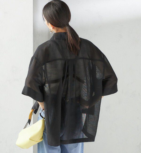 SHIPS for women「〈手洗い可能〉麻調 メッシュ 半袖 ビッグ シャツ」|シャツ・ブラウス|