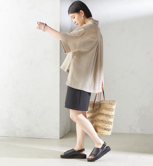 SHIPS for women「〈手洗い可能〉麻調 メッシュ 半袖 ビッグ シャツ」|シャツ・ブラウス|