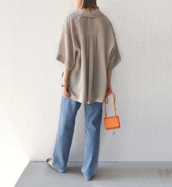 SHIPS for women「〈手洗い可能〉麻調 メッシュ 半袖 ビッグ シャツ」|シャツ・ブラウス|