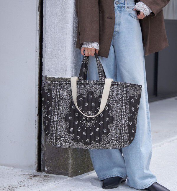 SHIPS for women「MALUS: バンダナ キルティング ビッグ トート バッグ」|トートバッグ|ブラック