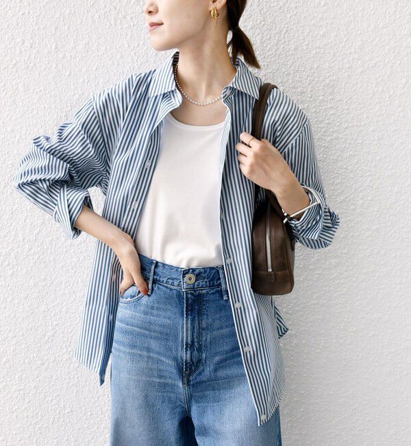 SHIPS for women「【WEB限定】〈手洗い可能〉ストライプ 2WAY リボン シャツ」|シャツ・ブラウス|