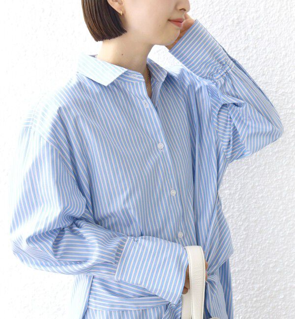 SHIPS for women「【WEB限定】〈手洗い可能〉ストライプ 2WAY リボン シャツ」|シャツ・ブラウス|