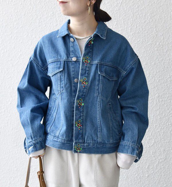 SHIPS any「bon_meur:〈洗濯機可能〉ビジュー ルーズ デニム ジャケット」|デニムジャケット|
