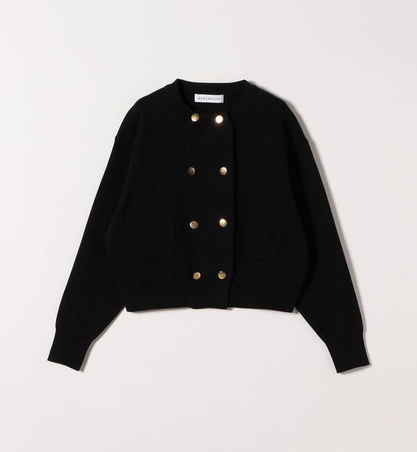 quaranciel「《追加予約》quaranciel:〈手洗い可能〉ノーカラー ダブル ボタン ジャケット カーディガン」|カーディガン|