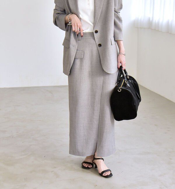 quaranciel「quaranciel:〈手洗い可能〉ウーステッド Iライン スリット スカート（セットアップ対応）」|スカート|