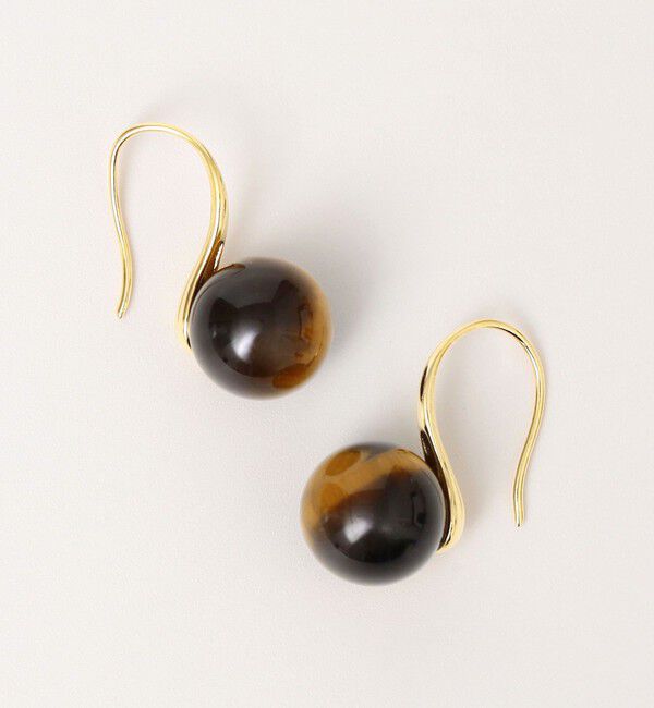 quaranciel「quaranciel: ゴールド フック ストーン ピアス」|ピアス|ブラウン