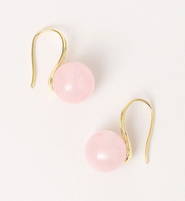 quaranciel「quaranciel: ゴールド フック ストーン ピアス」|ピアス|ピンク