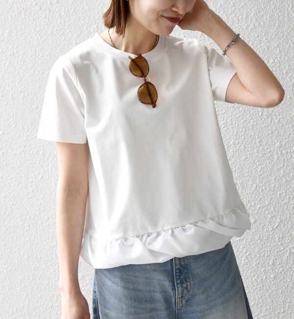 SHIPS any「《予約》SHIPS any:〈多機能/洗濯機可能〉マルチファンクション ドッキング ヘム コンパクト TEE」|Tシャツ・カットソー|