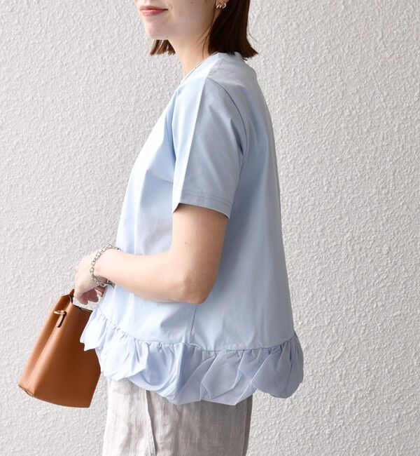 SHIPS any「《予約》SHIPS any:〈多機能/洗濯機可能〉マルチファンクション ドッキング ヘム コンパクト TEE」|Tシャツ・カットソー|