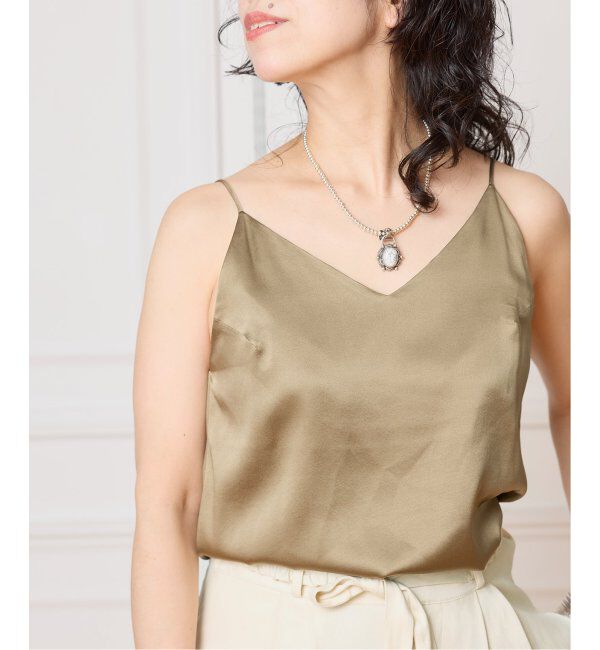 IENA LA BOUCLE「IENA LA BOUCLE ウォッシャブルシルクMIXキャミソール」|キャミソール|カーキ