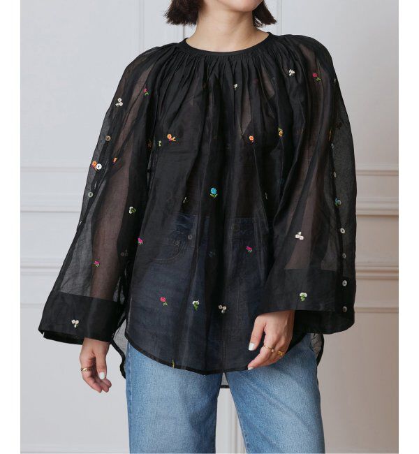IENA LA BOUCLE「IENA LA BOUCLE フラワー刺繍ボレロブラウス」|シャツ・ブラウス|