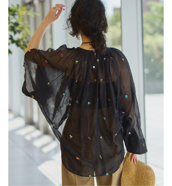 IENA LA BOUCLE「IENA LA BOUCLE フラワー刺繍ボレロブラウス」|シャツ・ブラウス|