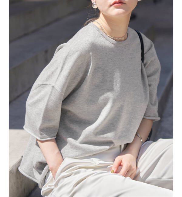 IENA「《追加3予約》LEVITA コットンハーフスリーブプルオーバー」|ニット・セーター|