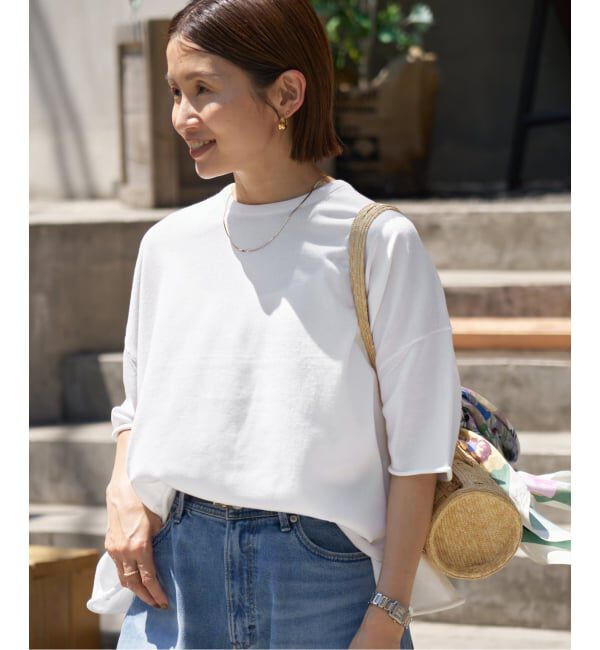 IENA「《追加3予約》LEVITA コットンハーフスリーブプルオーバー」|ニット・セーター|