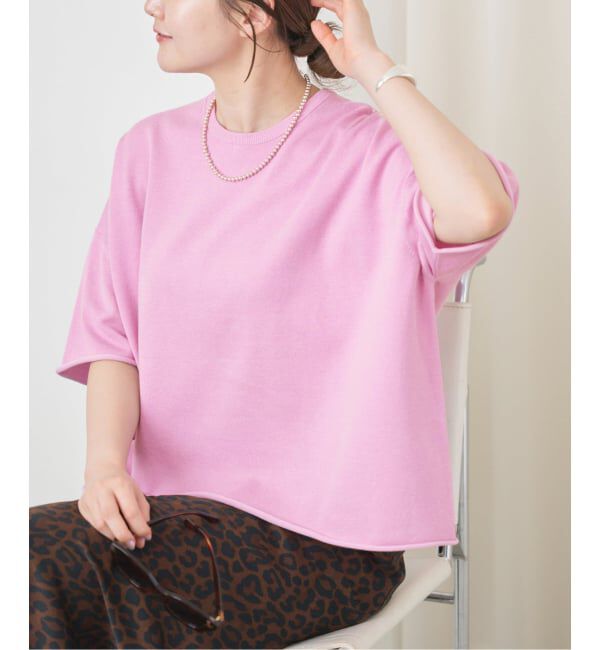 IENA「《追加3予約》LEVITA コットンハーフスリーブプルオーバー」|ニット・セーター|