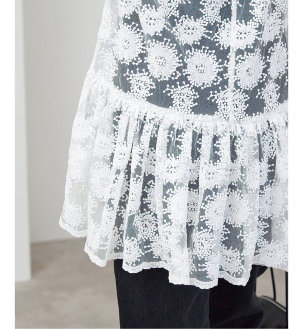IENA「フラワーレース ペプラムブラウス」|シャツ・ブラウス|