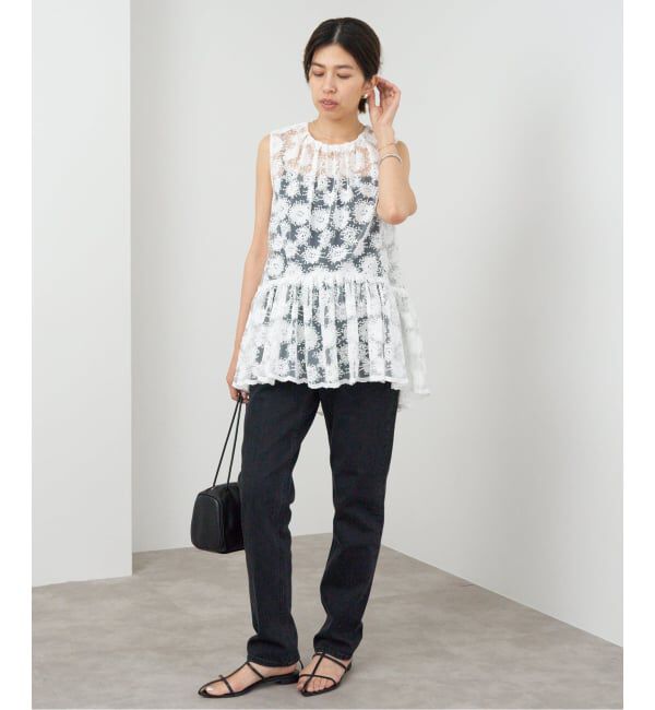 IENA「フラワーレース ペプラムブラウス」|シャツ・ブラウス|