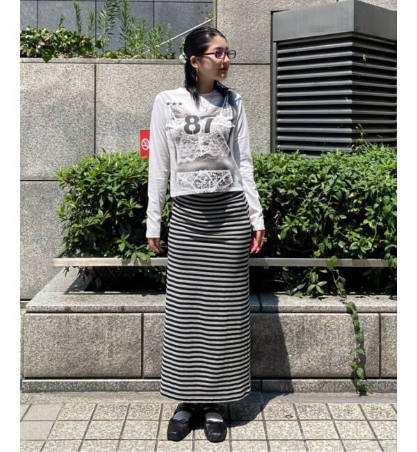 Oriens JOURNAL STANDARD「《追加4》ボーダープリントスカート」|スカート|