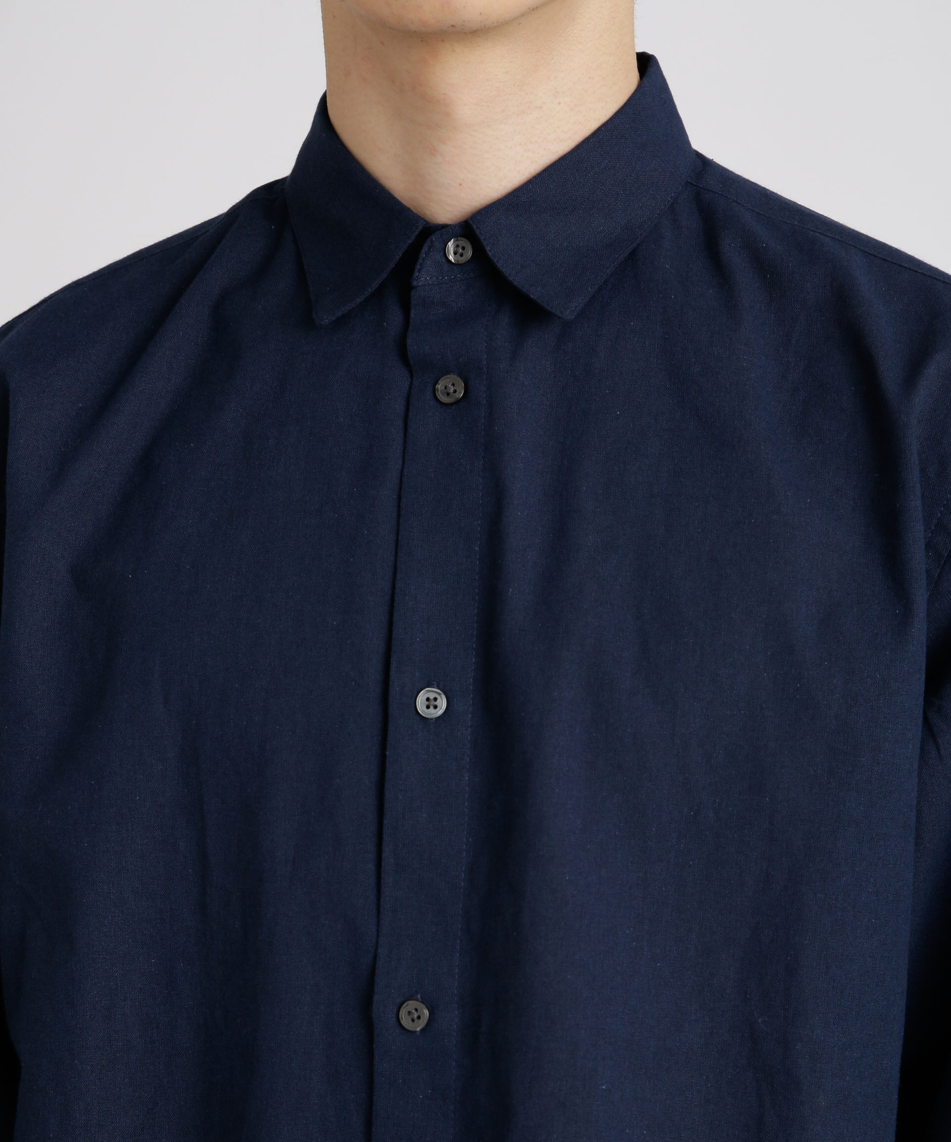 nano･universe「クールマックスリネンレギュラーカラー7分袖」|シャツ・ブラウス|