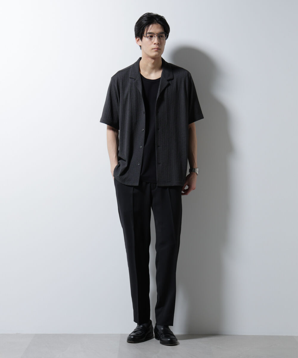 nano･universe「「Damerino」 ヘリンボン オープンカラーシャツ 半袖」|Tシャツ・カットソー|