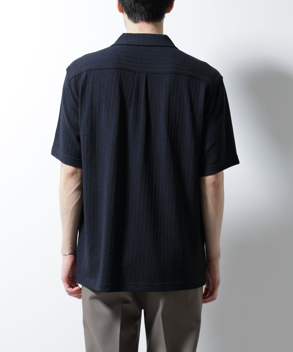 nano･universe「「Damerino」 ヘリンボン オープンカラーシャツ 半袖」|Tシャツ・カットソー|