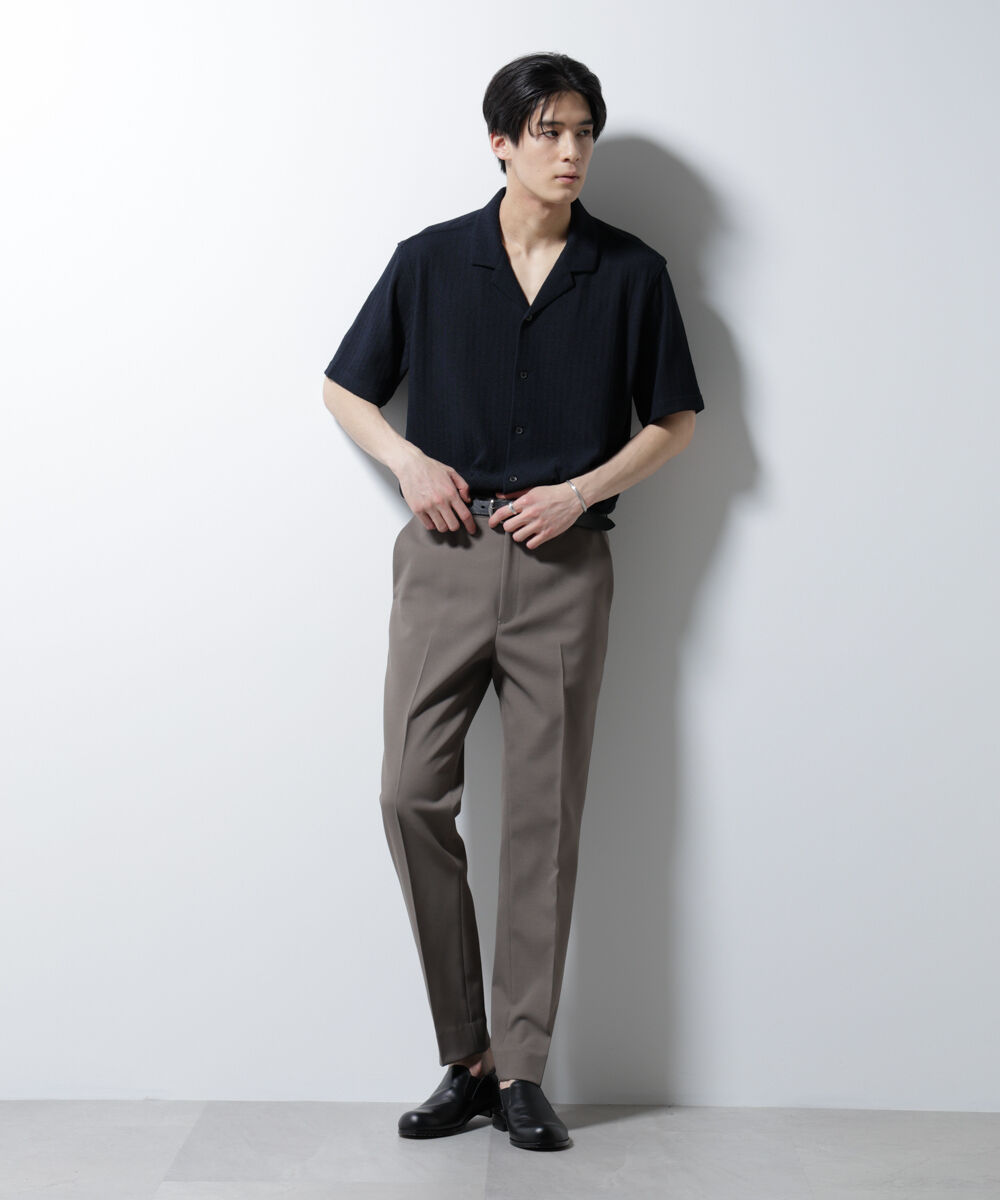 nano･universe「「Damerino」 ヘリンボン オープンカラーシャツ 半袖」|Tシャツ・カットソー|